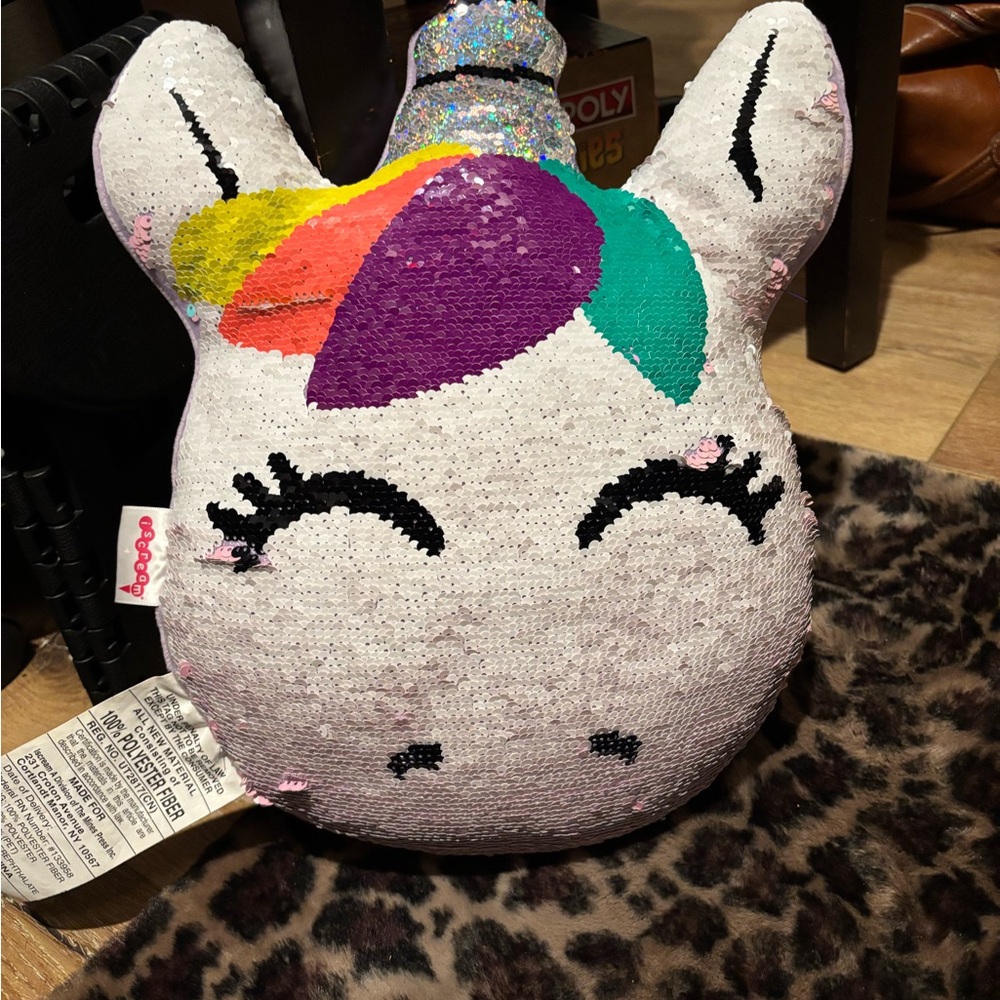 Icecream Unicorn Sequin Pillow - Multicolor